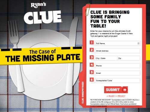 Clue Missing Plate
